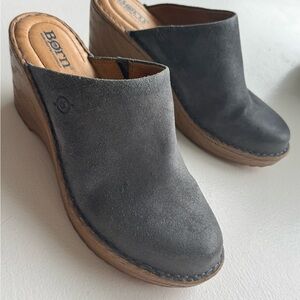 Born Women's Gray Wedge Mules vintage